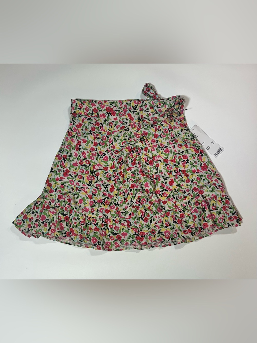 Urban Outfitters Floral Wrap Mini Skirt XS Tie Waist Ruffle Hem